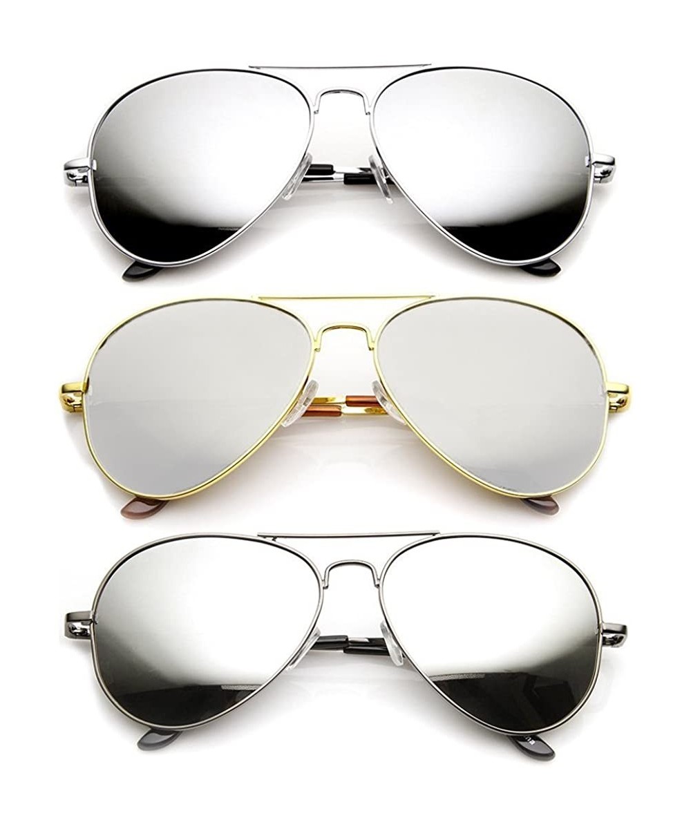 The Original Aviator - Full Mirror Lens(8 Piece- 4 Silver/4 Gold Set) - C41192LAF8B $14.86 Aviator