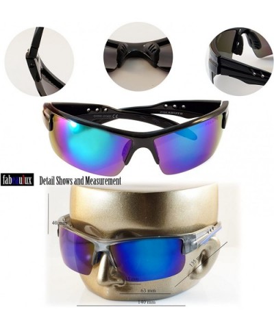 Unisex Polarized Mirrored Sports Wrap Sunglasses P006 - Grey Red/ Yellow Revo - C1186LUXGY3 $7.94 Wrap