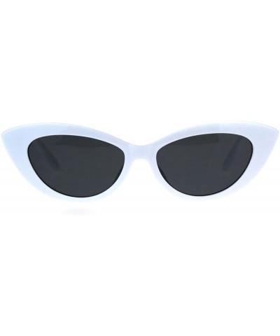 Womens Mod Retro Goth Plastic Cat Eye Minimal Sunglasses - White Black - CP18CMRN0LD $8.44 Cat Eye
