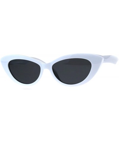 Womens Mod Retro Goth Plastic Cat Eye Minimal Sunglasses - White Black - CP18CMRN0LD $8.44 Cat Eye