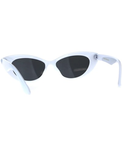 Womens Mod Retro Goth Plastic Cat Eye Minimal Sunglasses - White Black - CP18CMRN0LD $8.44 Cat Eye