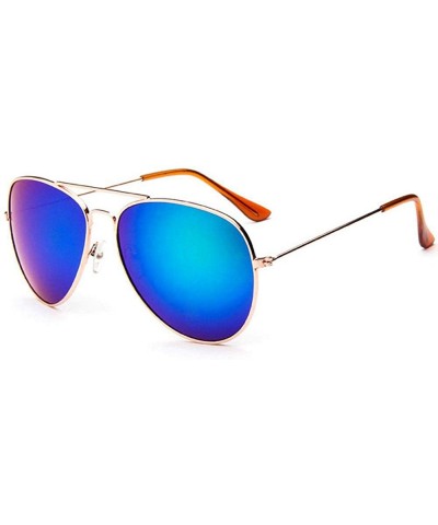 Fashion Unisex Sunglasses Metal Frame with Case UV400 Protection - Gold Frame/Green Mercury Lens - CM18WRH0A65 $19.91 Oval