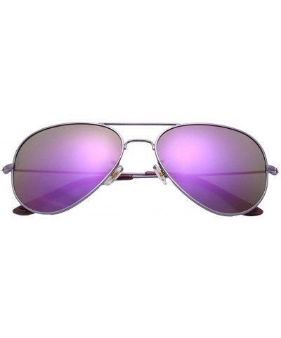 Women's Full Mirrored Aviator Polarized Sunglasses Uv400 56mm - Purple/Purple - CX12FPZNRPV $9.08 Aviator