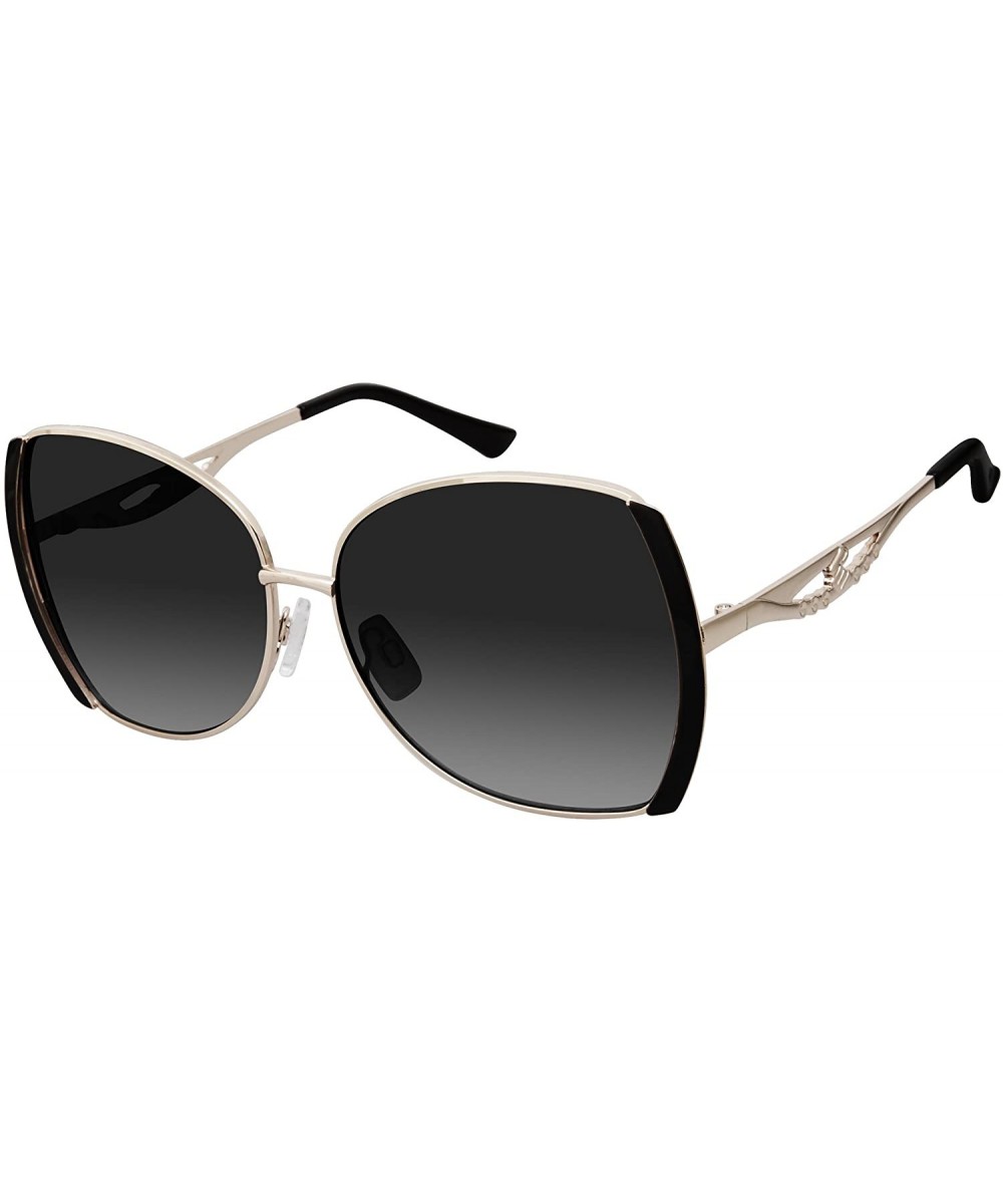 Women's R703 Round Sunglasses with Vented Temple & 100% UV Protection - 57 mm - Gold/Black - CJ180SI6W0C $29.96 Round