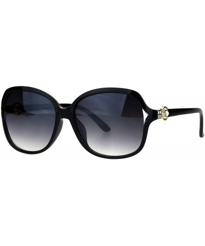 Womens Rhinestone Jewel Luxury Large Rectangular Butterfly Plastic Sunglasses - Black Smoke - CI18HZO5WOW $11.27 Oversized