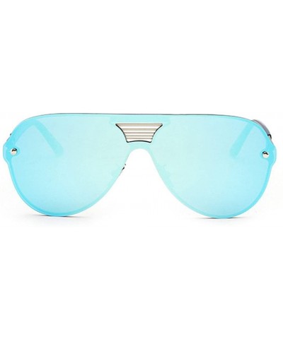 Rimless Sunglasses Unisex Stylish Frame Lens All In One Designed Lens 62mm - Black/Blue - CD12ENFQJHR $16.59 Aviator