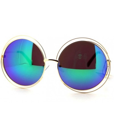 Womens Super Oversized Designer Sunglasses Round Circle Wire Metal Frame - Gold - C8125Y2PZXR $6.96 Oversized