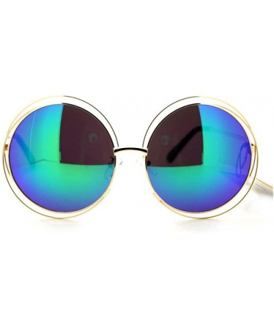 Womens Super Oversized Designer Sunglasses Round Circle Wire Metal Frame - Gold - C8125Y2PZXR $6.96 Oversized