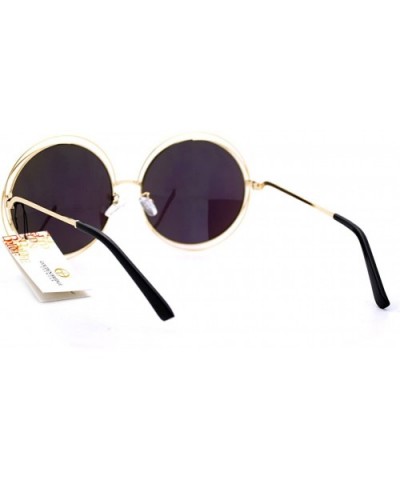 Womens Super Oversized Designer Sunglasses Round Circle Wire Metal Frame - Gold - C8125Y2PZXR $6.96 Oversized