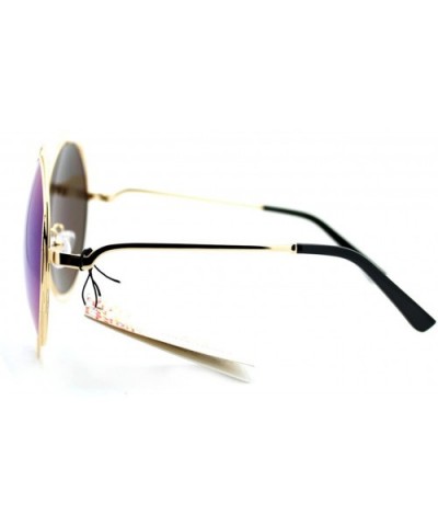 Womens Super Oversized Designer Sunglasses Round Circle Wire Metal Frame - Gold - C8125Y2PZXR $6.96 Oversized