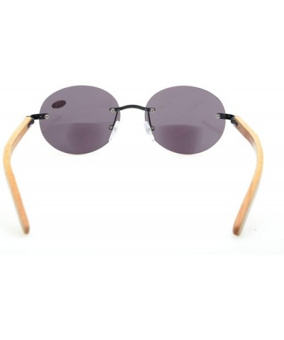 Spring Hinges Wood Arms Rimless Round Bifocal Sunglasses - Black - CY18Y02L95I $15.59 Rimless