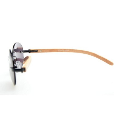 Spring Hinges Wood Arms Rimless Round Bifocal Sunglasses - Black - CY18Y02L95I $15.59 Rimless