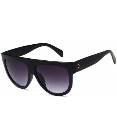 Sunglasses Woman Vintage Retro Flat Top Gradient Shield Black Sun Glasses Pilot Luxury Oversized Eyewear - C4 - C8198AHY097 $...