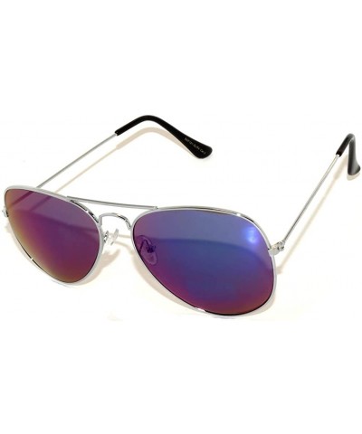 Metal Frame Silver Color with Full Mirror Lens - Blue-green Lens - C911MW5TTZZ $4.40 Aviator