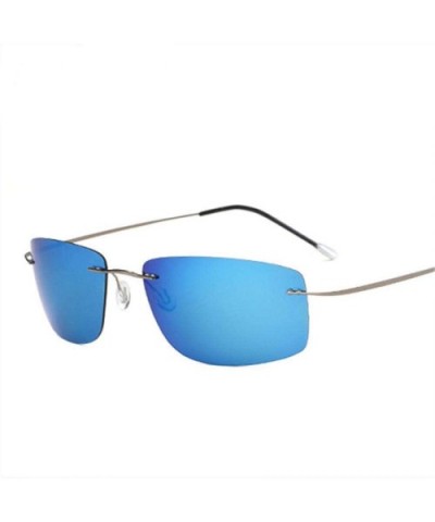 Titanium Rimless Sunglasses Polarized Men Super Thin Frameless Sun Black - Silver - CL18XEC3XXI $20.61 Aviator