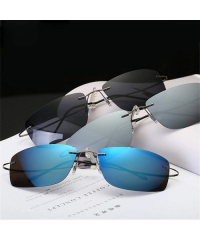 Titanium Rimless Sunglasses Polarized Men Super Thin Frameless Sun Black - Silver - CL18XEC3XXI $20.61 Aviator