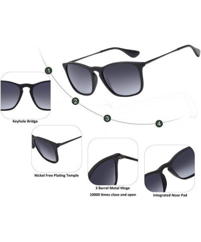 Sunglasses Scratch Resistant Lightweight Rectangular - Black/ Gradient Grey - CT18K75IGSD $18.26 Wayfarer