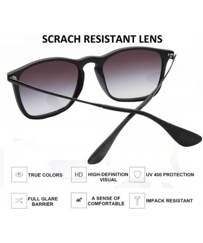 Sunglasses Scratch Resistant Lightweight Rectangular - Black/ Gradient Grey - CT18K75IGSD $18.26 Wayfarer