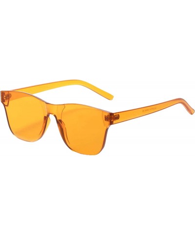 Rimless Tinted Sunglasses Transparent Candy Color Glasses - Orange - CB18Q9T4Q96 $11.20 Rimless