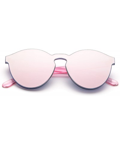 One Piece Oversized Rimless Sunglasses Transparent Clear Candy Color Cateye Sunglasses - Pink - CC18EKZ3N03 $7.20 Rimless