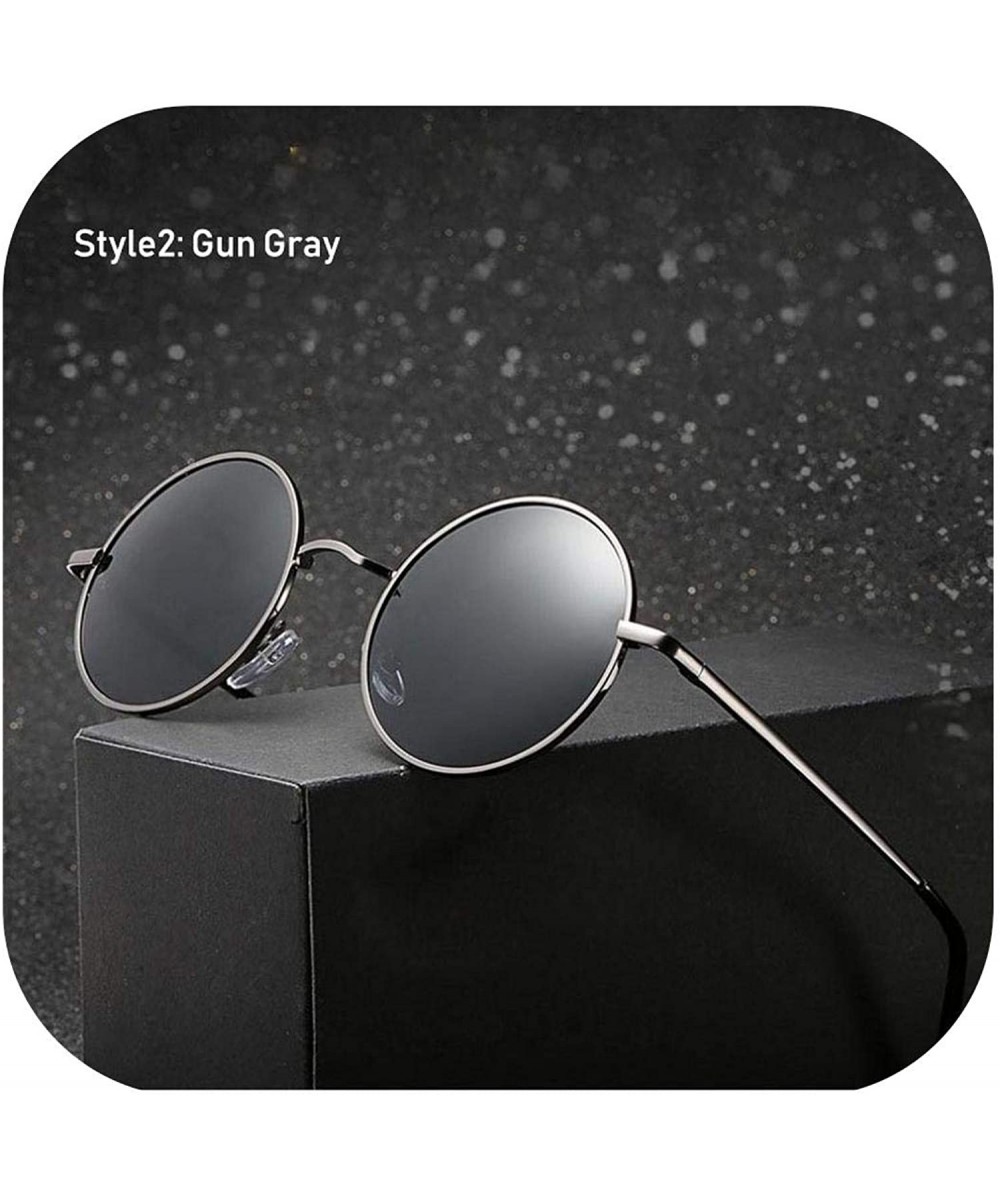 Retro Classic Vintage Round Polarized Sunglasses Men Sun Glasses Women Metal Frame Black Lens Eyewear Driving - CR1985NX6I6 $...