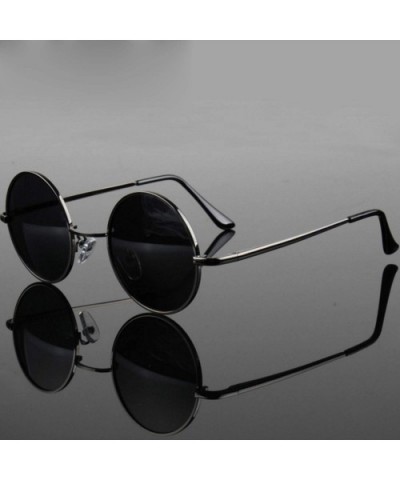 Retro Classic Vintage Round Polarized Sunglasses Men Sun Glasses Women Metal Frame Black Lens Eyewear Driving - CR1985NX6I6 $...