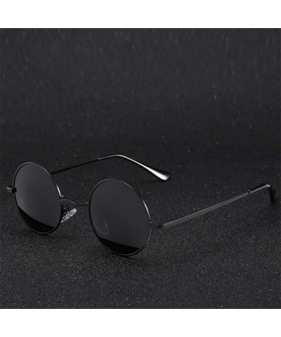 Retro Classic Vintage Round Polarized Sunglasses Men Sun Glasses Women Metal Frame Black Lens Eyewear Driving - CR1985NX6I6 $...