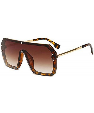 Flat Top Oversize One Piece Lens Goggle Sunglasses Women Fashion Gradient Square Shades - Leopard - C618M72RQ37 $9.94 Square