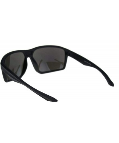 Mens Futuristic Robotic Squared Matte Plastic Black Frame Sunglasses - Matte Black Blue Mirror - C018QT088S3 $6.41 Sport