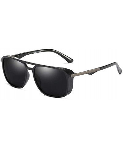 TR90 Frame Sunglasses Polarized Men Windproof Driving Sun Glasses for Men Square - Matte Black - C518KWEL3XX $7.67 Square