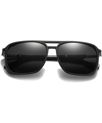 TR90 Frame Sunglasses Polarized Men Windproof Driving Sun Glasses for Men Square - Matte Black - C518KWEL3XX $7.67 Square