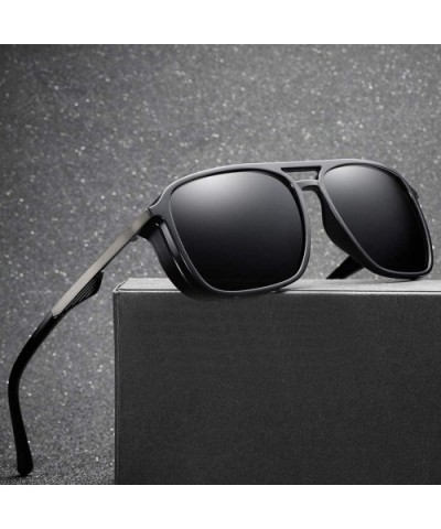 TR90 Frame Sunglasses Polarized Men Windproof Driving Sun Glasses for Men Square - Matte Black - C518KWEL3XX $7.67 Square