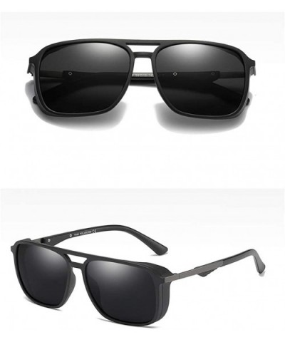 TR90 Frame Sunglasses Polarized Men Windproof Driving Sun Glasses for Men Square - Matte Black - C518KWEL3XX $7.67 Square