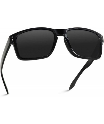 Premium Polarized Mirror Lens Classic Square Style Sunglasses - Black - CZ12I5EOGSB $11.81 Rectangular