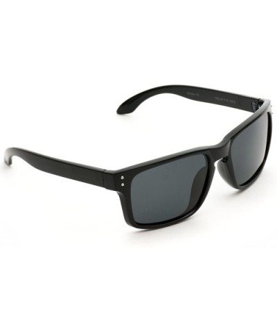 Premium Polarized Mirror Lens Classic Square Style Sunglasses - Black - CZ12I5EOGSB $11.81 Rectangular