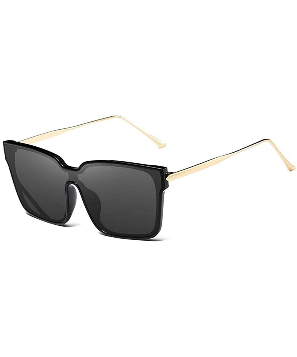 2019 Fashion New One-piece Glasses Square Personality Sunglasses Men Women UV protection - Black - CA18ZZT7K50 $10.13 Oversized