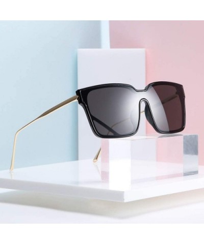 2019 Fashion New One-piece Glasses Square Personality Sunglasses Men Women UV protection - Black - CA18ZZT7K50 $10.13 Oversized