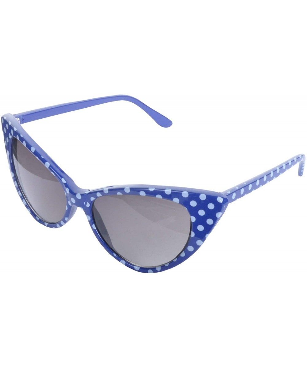 RENEE Polka Dot Cat's Eye Sunglasses - Blue - CF199XLLU6L $15.17 Cat Eye