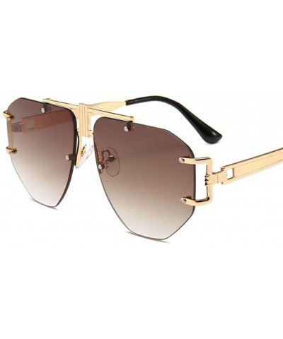 Oversized Frameless Sunglasses Men Punk Sun Glasses Women Retro Birthday Gift - Gold With Brown - CU18I96DU76 $6.40 Rimless