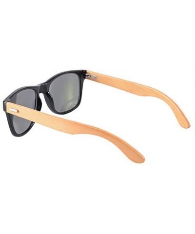 Real Bamboo Wooden Arms UV400 Sunglasses for Men or Women-5860 - Black Frame- Bamboo Arms - C518N8ACLSM $7.25 Wayfarer