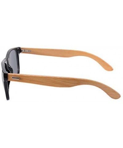 Real Bamboo Wooden Arms UV400 Sunglasses for Men or Women-5860 - Black Frame- Bamboo Arms - C518N8ACLSM $7.25 Wayfarer