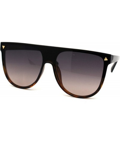 Unisex Oversize Shield Flat Top Mobster Retro Sunglasses - Black Tortoise Smoke - C418ZRDUN2G $7.23 Shield