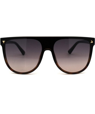 Unisex Oversize Shield Flat Top Mobster Retro Sunglasses - Black Tortoise Smoke - C418ZRDUN2G $7.23 Shield