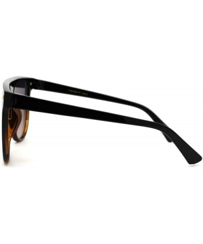 Unisex Oversize Shield Flat Top Mobster Retro Sunglasses - Black Tortoise Smoke - C418ZRDUN2G $7.23 Shield