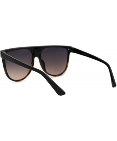 Unisex Oversize Shield Flat Top Mobster Retro Sunglasses - Black Tortoise Smoke - C418ZRDUN2G $7.23 Shield