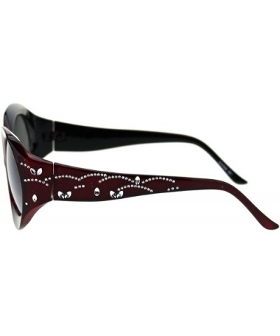 Womens Foliage Bling Foil Engraving Thick Plastic Oval Sunglasses - Red Black - CR18SYNYEY6 $9.39 Square