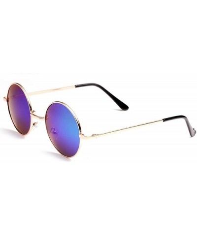 Classic Retro Round Sunglasses for Men or Women metal Resin UV 400 Protection Sunglasses - Gold Green - CS18T63RWAU $9.05 Oval