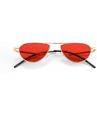 Fashion Small Oval Sunglasses Women's Metal Frame Concave Shape Brand Designer Party Sunglasses - Red - C3192O5WLHM $9.99 Oval