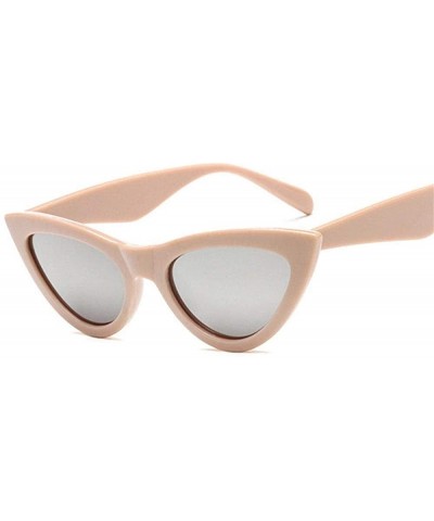 2019 Candy Color Cateye Sunglasses Women Small Frame Vintage Sun Black Gray - Creamy-white - C618XAIXT5W $6.36 Oversized
