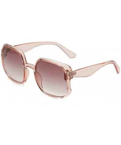 Fashion New Square Gradient sunglasses Large frame Lady sun glasses Mens Goggle uv400 - Pink - CJ18RN40ZTH $9.66 Goggle